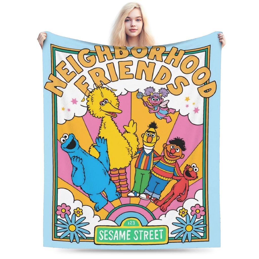 Red Dancing Elmo Pattern Sesame Street Wool Blankets  Novelty Throw Blankets for  Sofa Bedding Lounge 125*100cm Bedspread