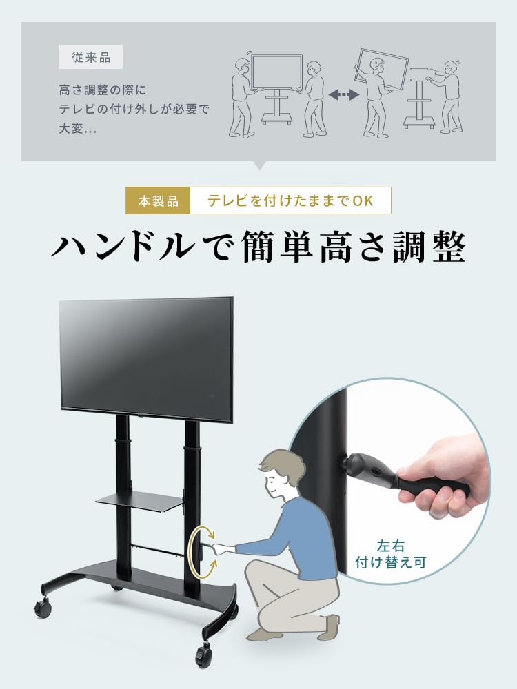 TV Large Compatible with Load Capacity 100 Height Adjustable with Large Shelf Angle Commercial Electronic Whiteboard E-supply Stand, Size, 55-100