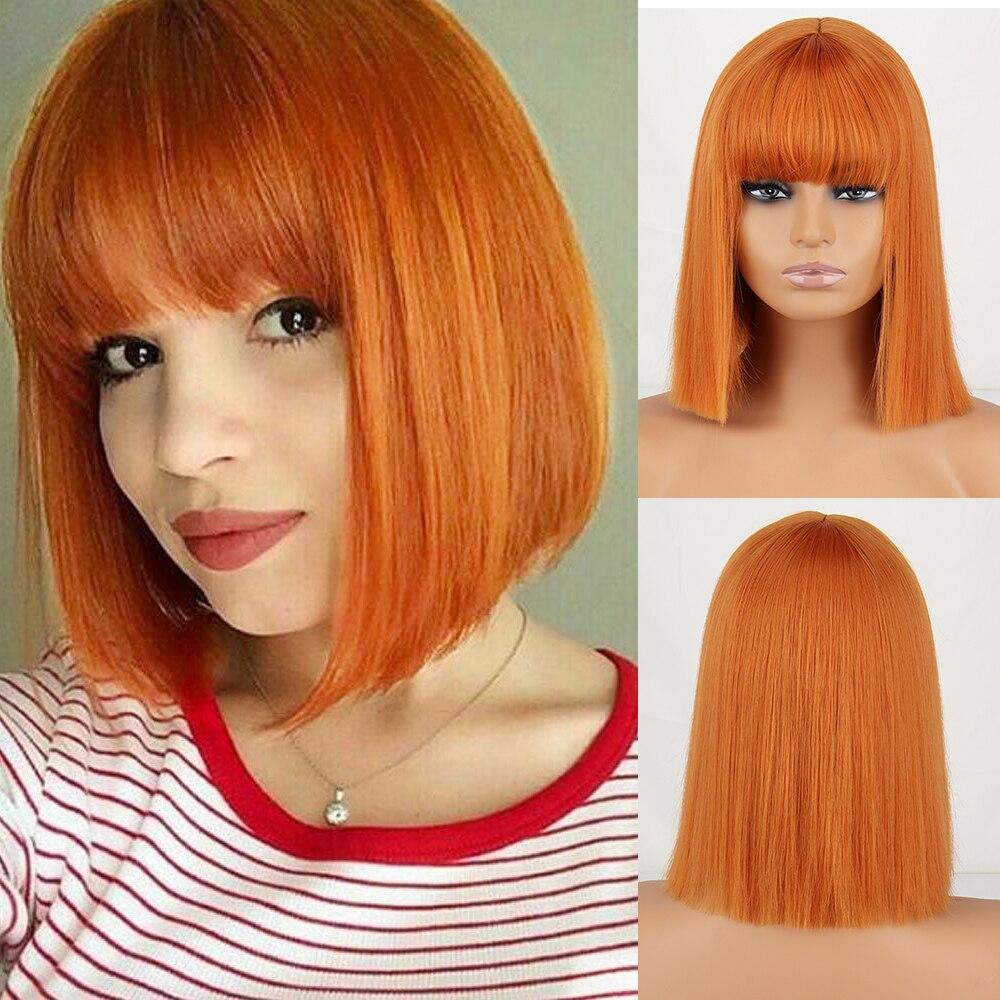 MERISIHAIR Yeşil Kısa Düz Sentetik Elyaf Bob Peruk Patlamalı Peruk Kadın Cosplay Parti Günlük Giyim Kısa Bob Peruk