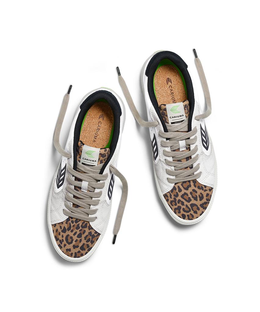 Cariuma Salvas White Leather Leopard Print