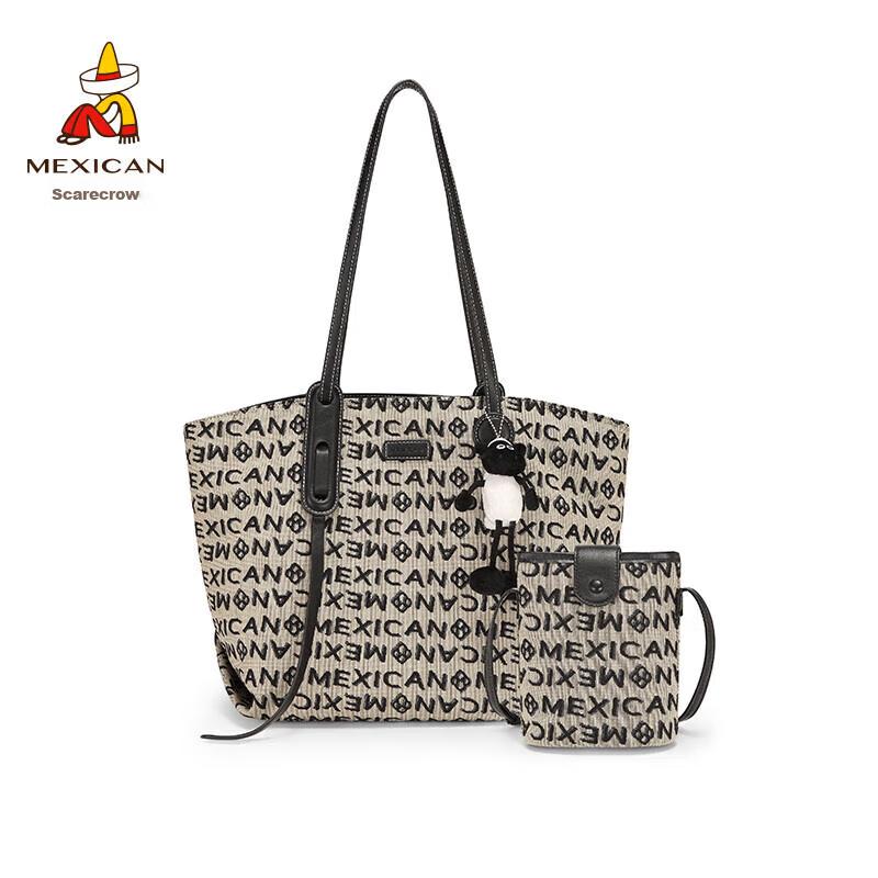 MEXICAN Tote Bag, Shoulder Bag, Women's Handbag, Large Capacity, Black