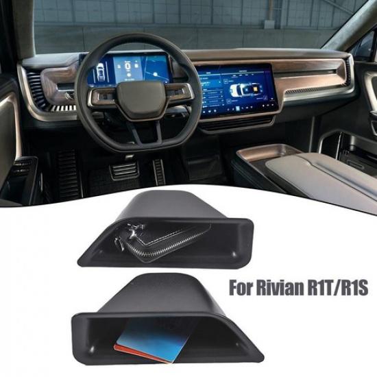 2PCS Car Door Tray Storage Box ABS Black for Rivian R1T/R1S Durable