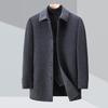 Men's Double-Faced Wool Blend Mid-Length Coat - Business Casual Down Jacket for Middle-Aged Dads