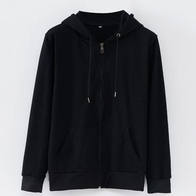 Spring Autumn Unisex Hoodie Solid Color Smooth Zipper Long Sleeve Hooded Coat Loose Ribbed Cuff Sweatshirt Streetwear