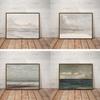 Vintage Seascape Canvas Painting, Coastal Landscape Wall Pictures, Pastel Beach Art Prints, Living Room, Farmhouse, Nautical Dec