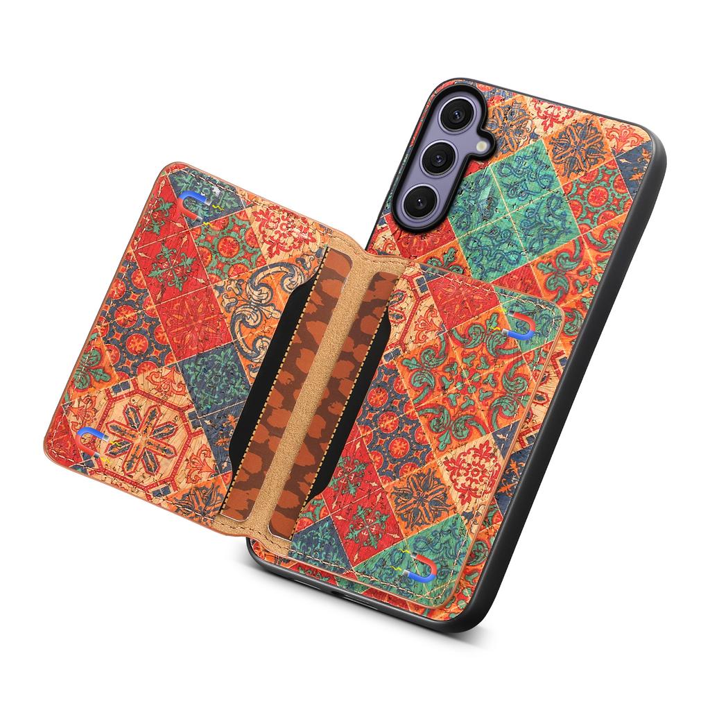 For Samsung Galaxy S25+ Case Flower Print Leather + PC + TPU Cover with Card Holder Kickstand