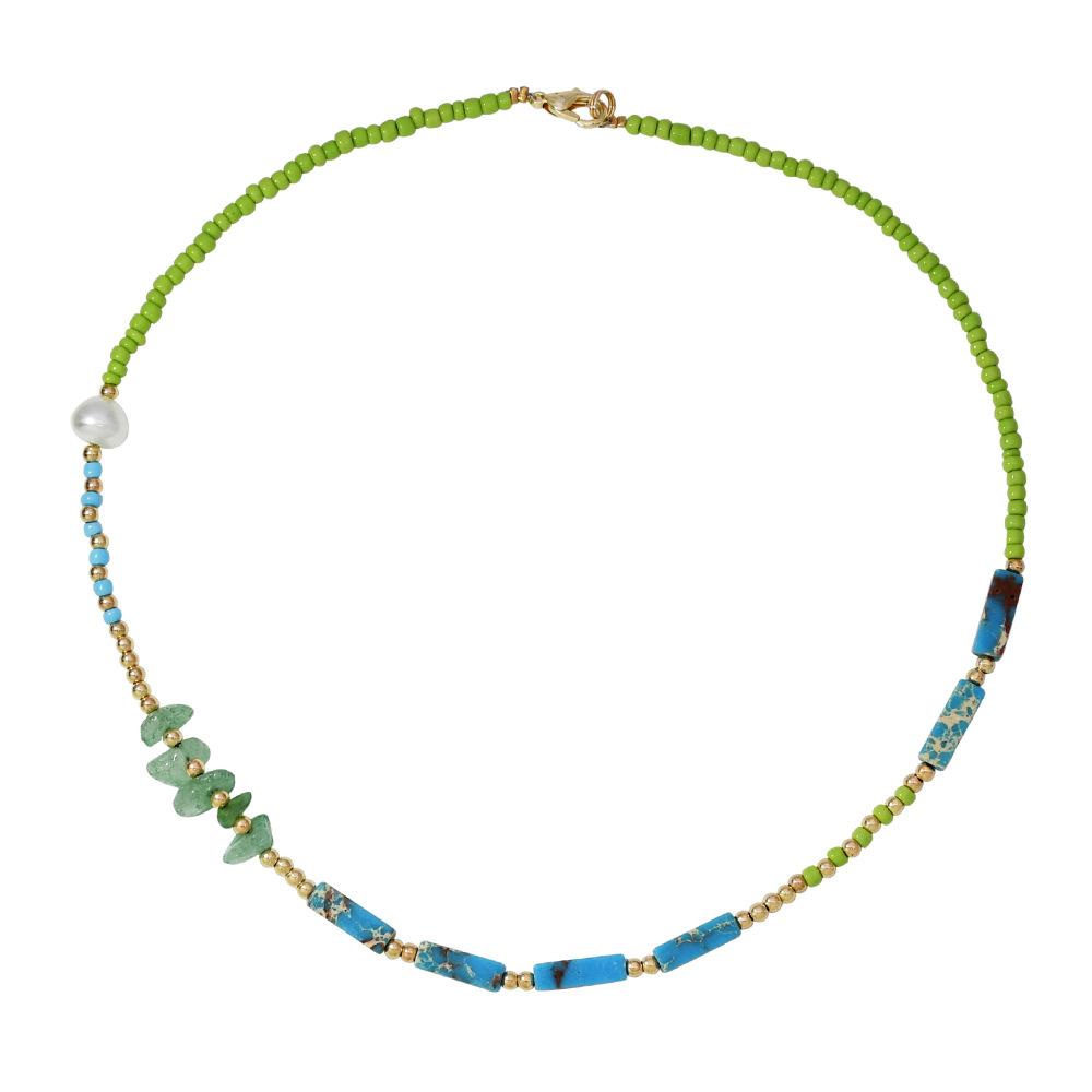 Handmade Beaded Necklace Versatile Women's Colorful Agate Multiple Layered Collar Chains