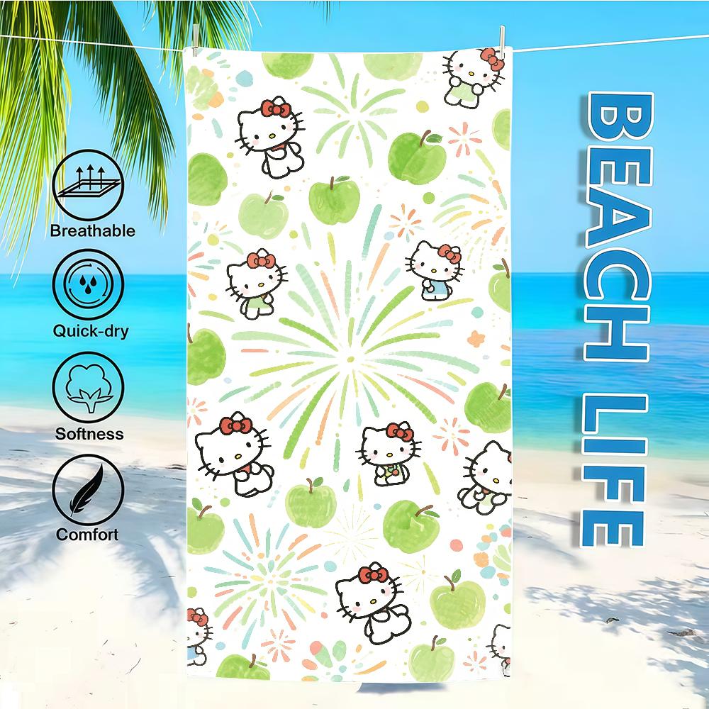 Towel Apple Green K-KittyS-ES Textile H-HelloS-ES Bathrobe Beach Quick-Drying Lightweight Portable Camping Swim SRO Pool Travel