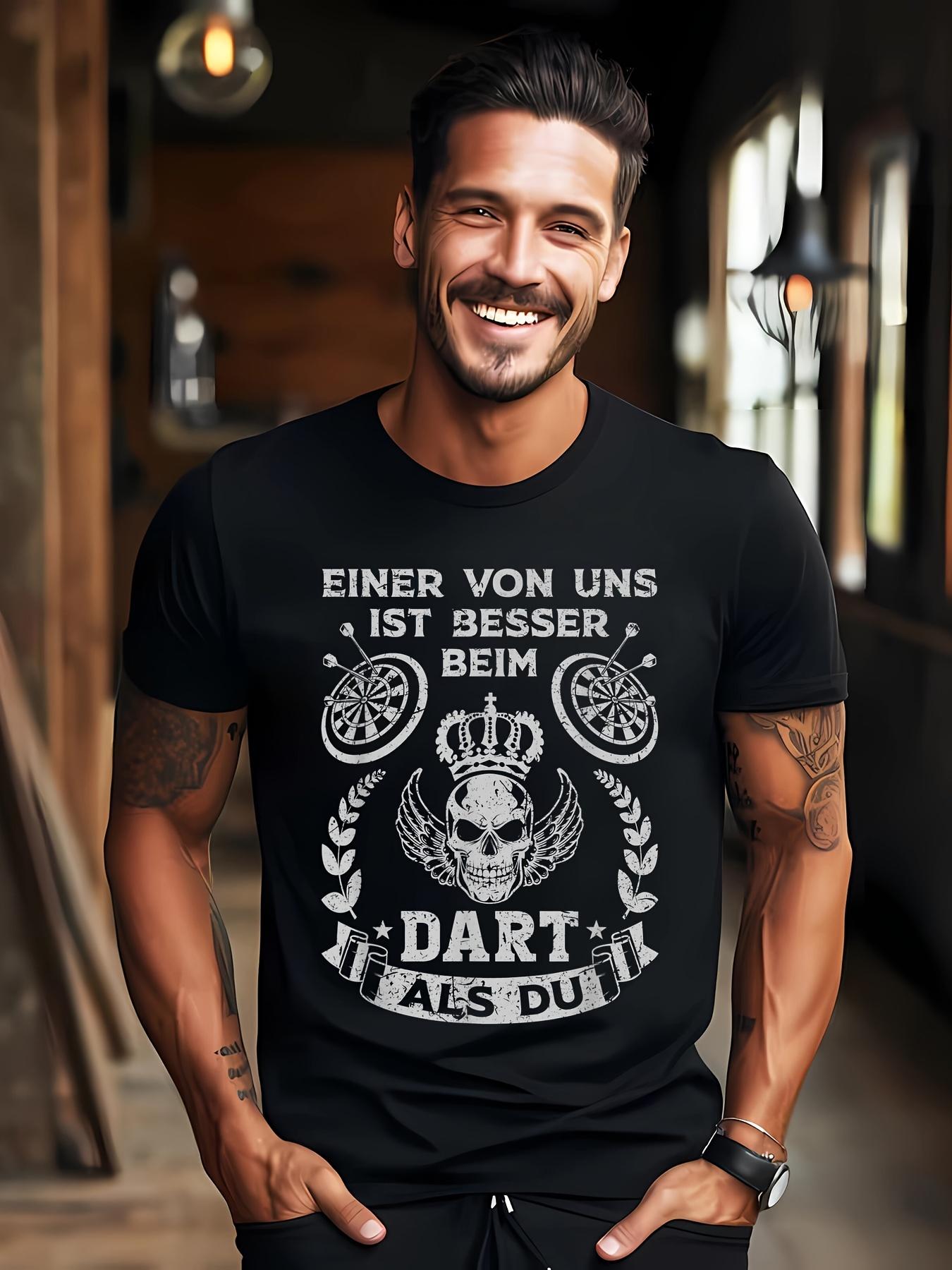T-Shirt y2k German Saying Darts Player Black XL