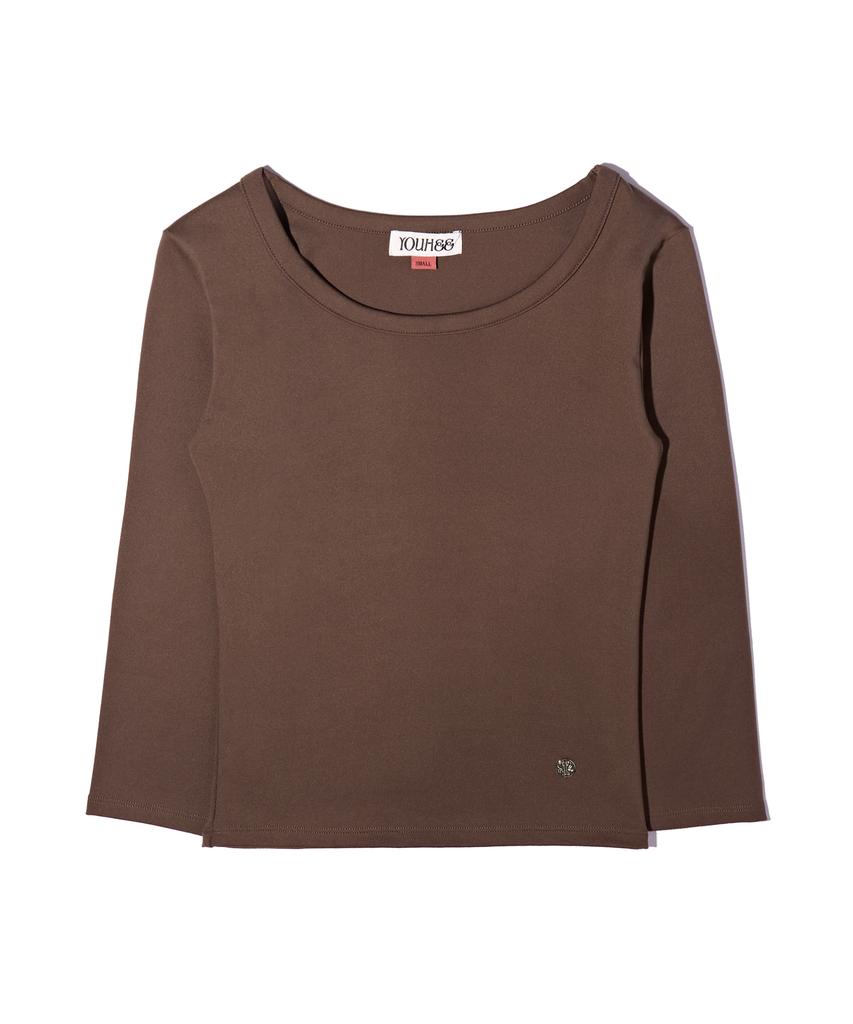 YOUHEE Basic U-Neck Quarter Sleeve Brown