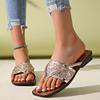 Fashion Luxury Women's Flip Flops Shiny Sequins Square Toe Fashion Women Shoes Summer Clip Toe Slippers Woman Stylish Flat Slides Mujer