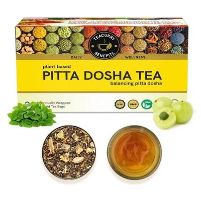 TEACURRY Pitta Dosha Tea (1 Month Pack, 30 Tea Bags) - Helps To Balance Pitta Dosha & Improve Digestion | Made with Natural Herbs