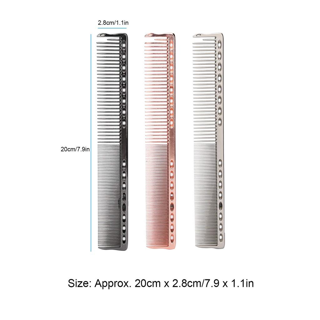 Aluminum Comb Wide Fine Hairdressing Heat Resistant Set, Hairbrush, 3-Piece Set, Anti-Static, Tooth, Tool,