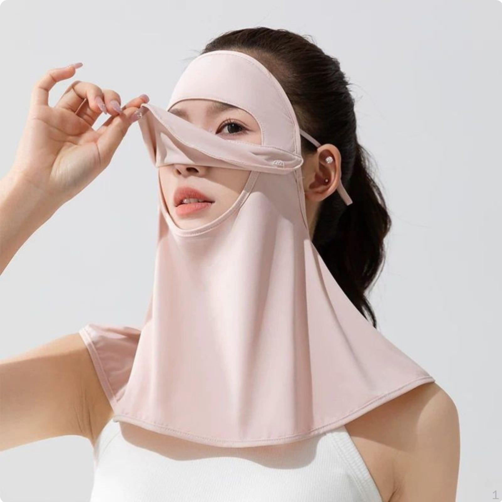 Cooling Face Cover with Drinking Opening Breathable Sun UPF 50 Protection Neck Gaiter for розовый