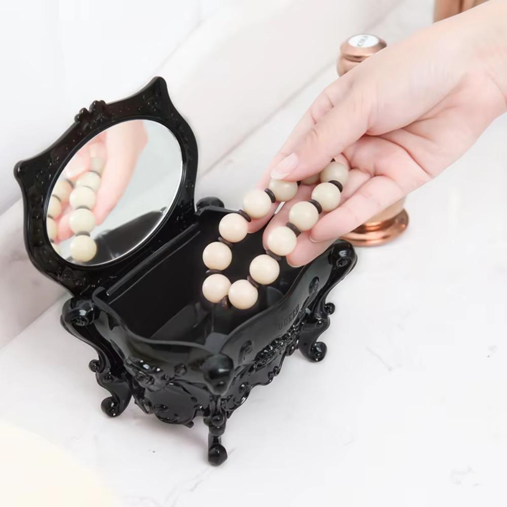 Korean Style Jewelry Storage Box With Mirror Rose Flower Storage Box Beautiful   Home