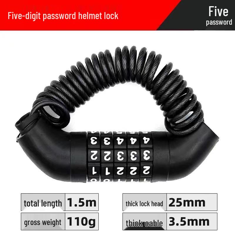 Anti-theft Cartoon Cow Combination Lock - Portable Motorcycle & Mountain Bike Helmet Retractable Steel Wire Lock