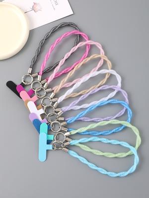 Multi Color Premium Feel Ins Diamond Filled Mesh Rope Single Buckle Mobile Phone Chain Pendant With Transparent Card