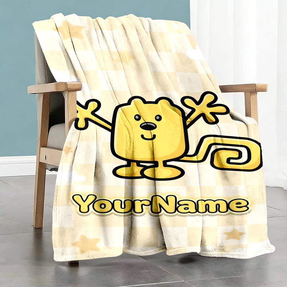 Wow! Wow! Wubbzy Personalized Name Blanket Throw Customizable Blanket Soft Warm Cozy Throw For Seaside Nap Livingroom Picnics Ideal for All Seasons