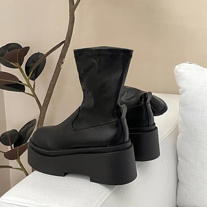 

Массивные женские сапоги до колена, модные длинные сапоги-рыцари, туфли на плоской платформе, осенне-зимняя женская обувь 39