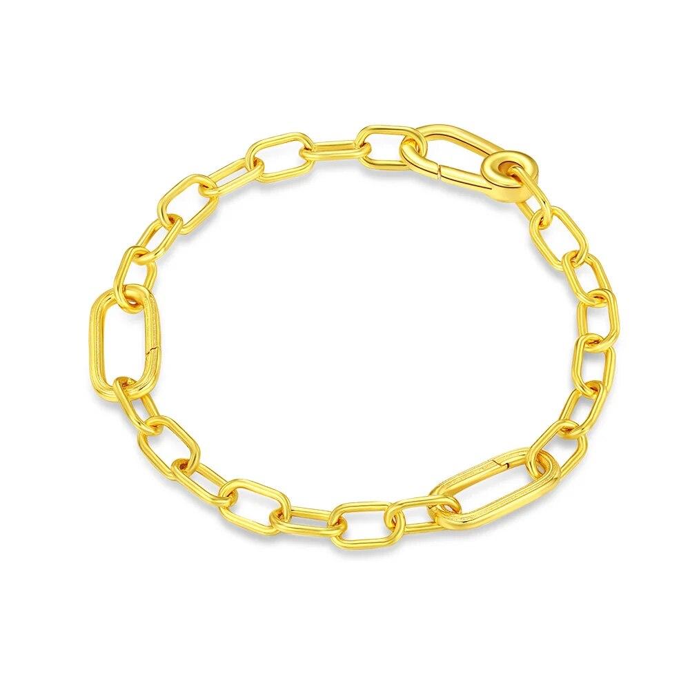 Bracelet en laiton plaqué argent pour femmes, chaîne à maillons en perles, bijoux fins, adaptés aux breloques, nouvelle Collection Me 2022