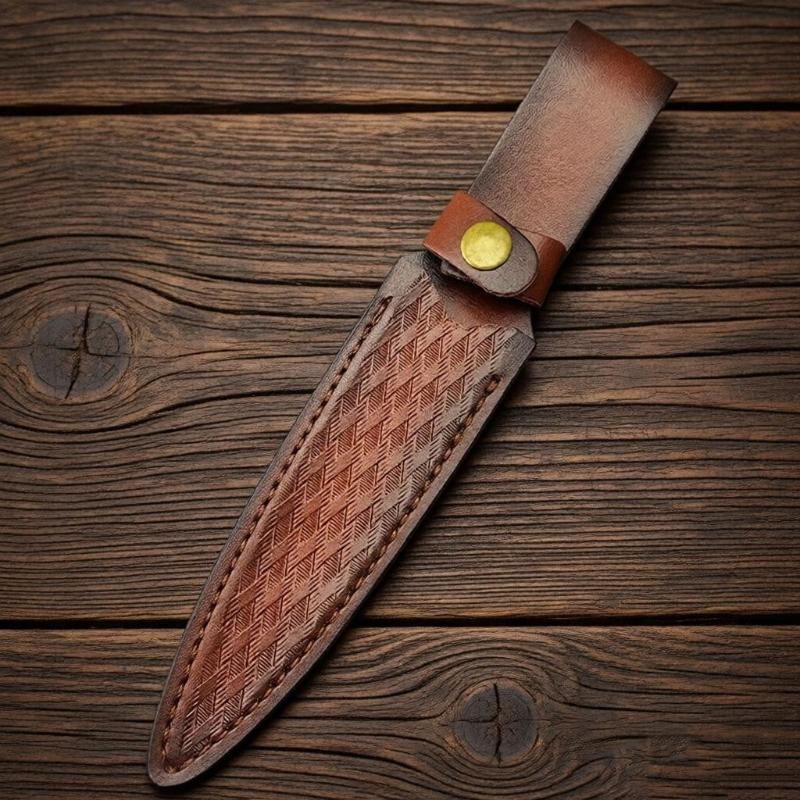 Small Blade Sheath for Everyday Outdoor Carry, Brown Leather Sleeve for Fixed Blade Storage, Camping and Hiking Use Daily Field Carry