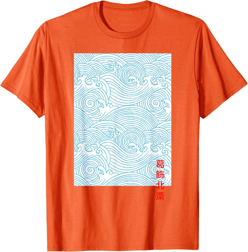 Japanese Seigaiha Wave Pattern Graphic Tee Men Casual Short Sleeve Breathable TShirt
