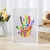Family Handprint Kit DIY Handmade Keepsake Wooden Frame with 6 Paints Pen Eraser Paintbrush Non-Marking Nails Newborn Souvenir