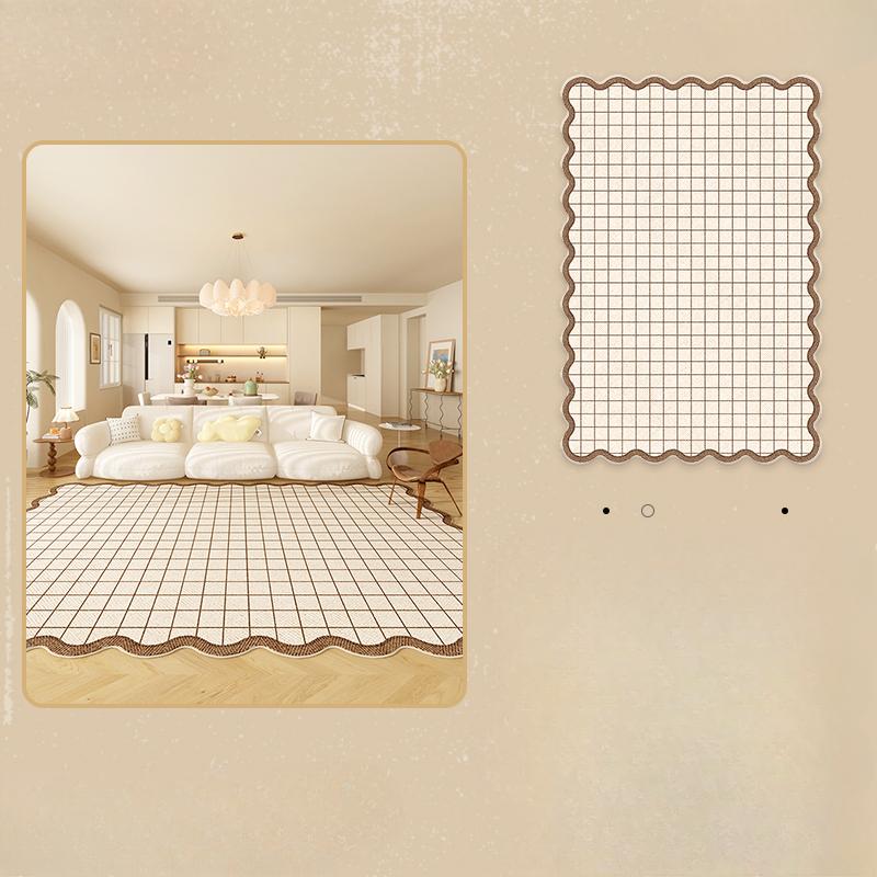 Irregular Shapes Carpets for Living Room Thick Anti-slip Lounge Mat Fluffy Soft Study Rug Cream Style Bedroom Decor Plush Carpet