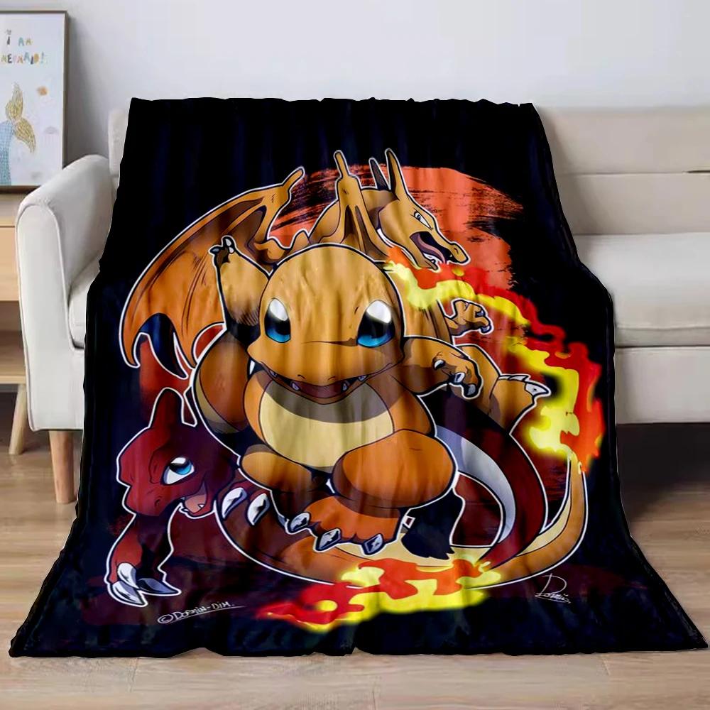 31 Style Anime Pokémon Charizard Cartoon Flannel Blanket for Sofa Home Sofa Student Blankets Children Student Nap Girl Kids Gift