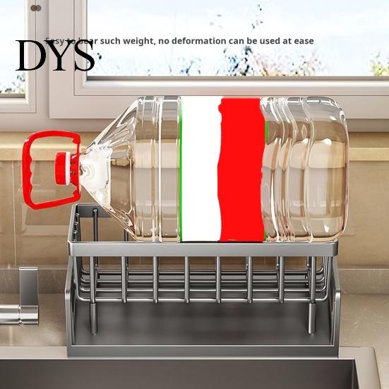 Compact Drain Rack Dish Drying for Kitchen Sink Draining with Tilted Water Sleek Design Tray Space-Saving Organizer Countertop Storage Utensil Holder