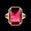 Top Quality Luxury Ring Ruby Rectangle Cut Plated Gold 925 Sterling Silver Ring for Women Mom Vintage Elegant Anniversary Gift