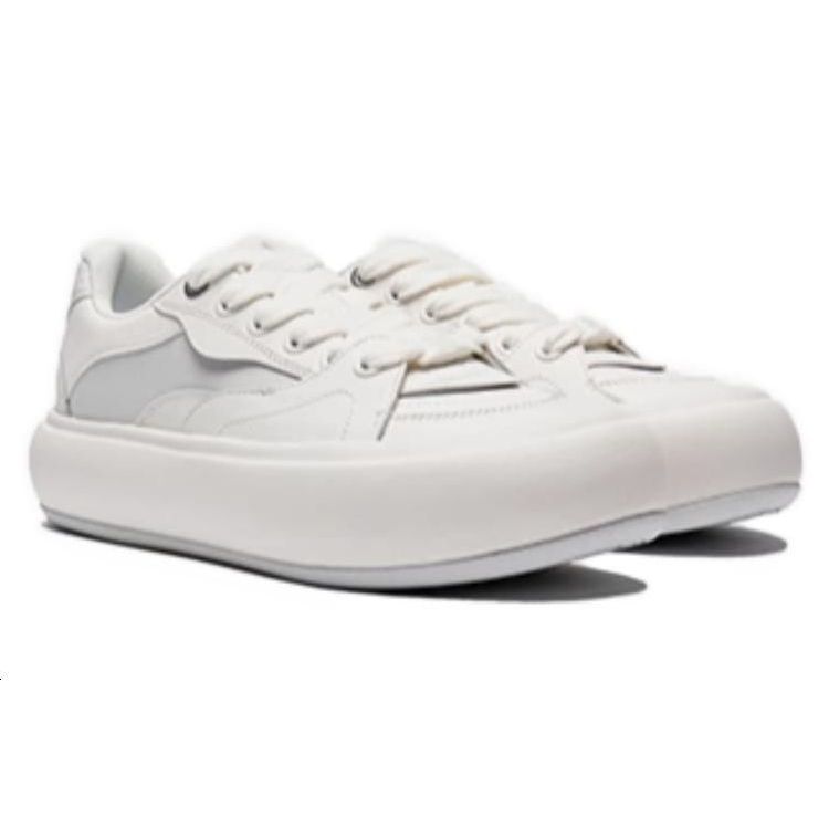 Li Ning Puff Platform Wszechstronne Wygodne Proste Antypoślizgowe Niskie Trampki Damskie Białe Szare AZGU012-1