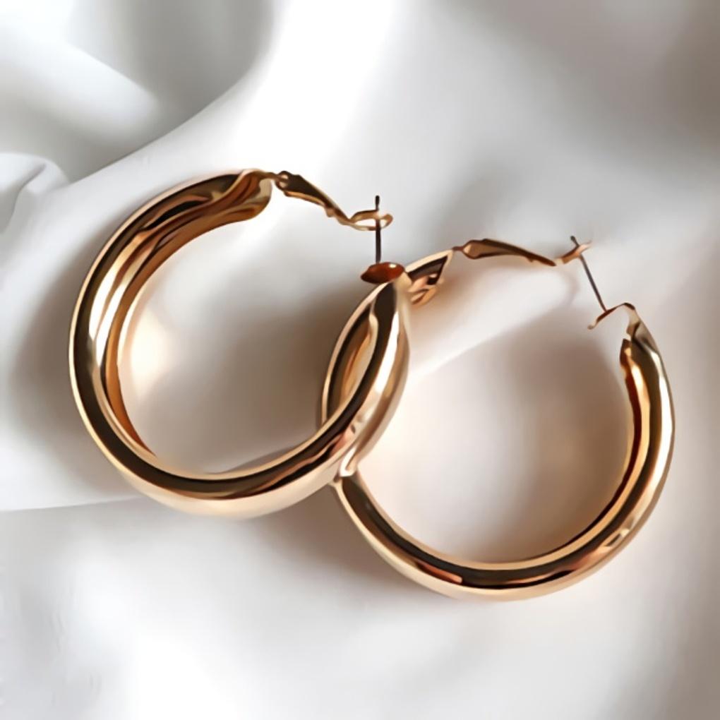 

Titanium needle thick ring special earrings Silver Medium