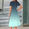 Women's Summer Casual Fashion Print Pocket Short Sleeve V-Neck Swing Dress