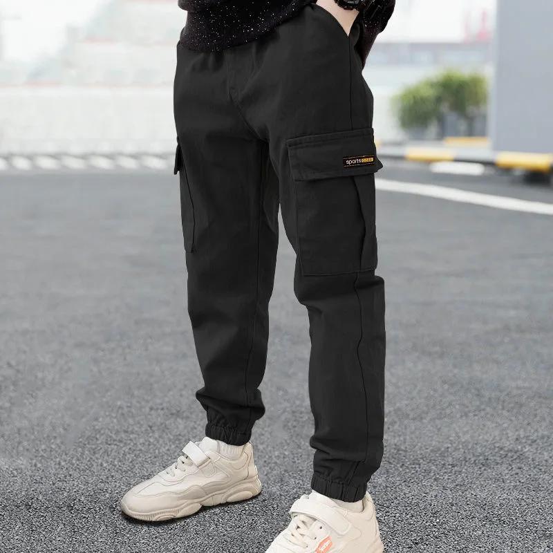 4-12 Years Spring Autumn Boys Pants Letter Casual Long Style Trousers for Kids 3 Color Teenage Children Sport Pants