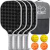 BAGAIL Pickleball Schläger Set 4 Stück USAPA Zugelassen Wabenstruktur Rutschfester Schweißabsorbierender Griff Tragetasche Grau für Anfänger und Profis Geschenk