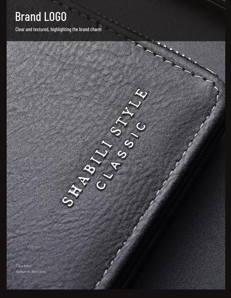 Men's High-End Casual Zipper Wallet - Short, Large Capacity, Multifunctional Billfold & Coin/Card Holder.