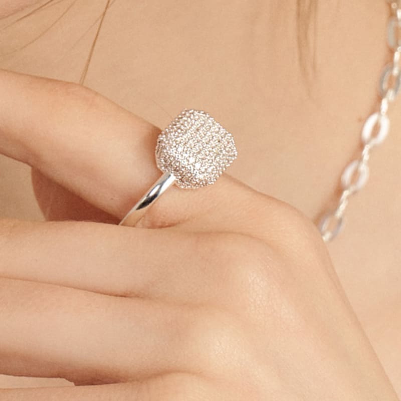 UNI.J [Ir248] Luxury Pave Silver Ring