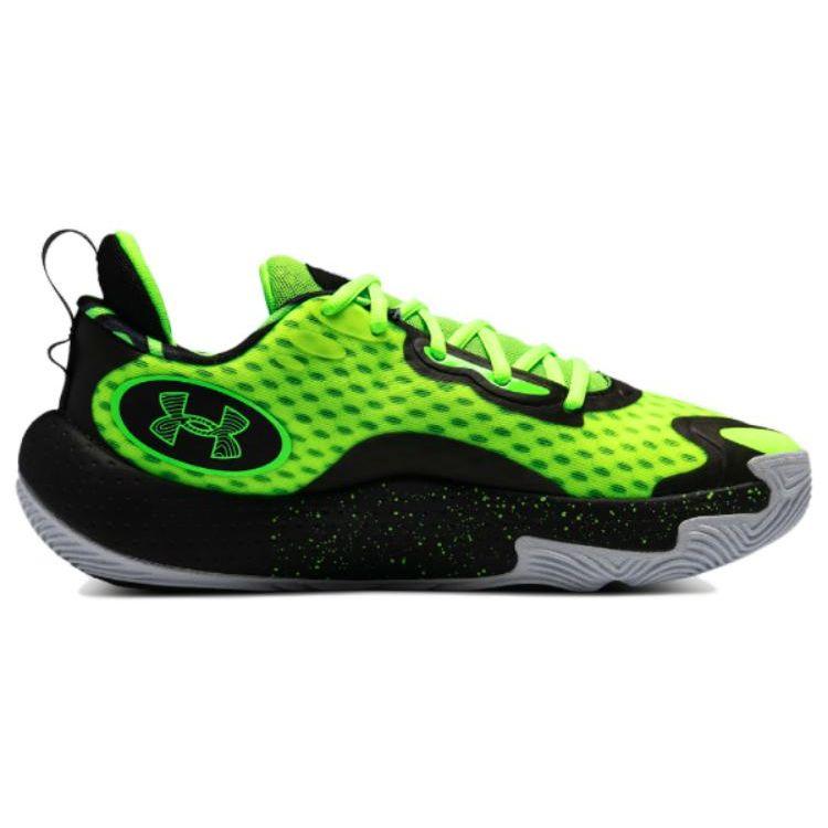 Under Armour Men's Spawn 5 Let's 3 Basketball Shoes Green Black 3026892-001