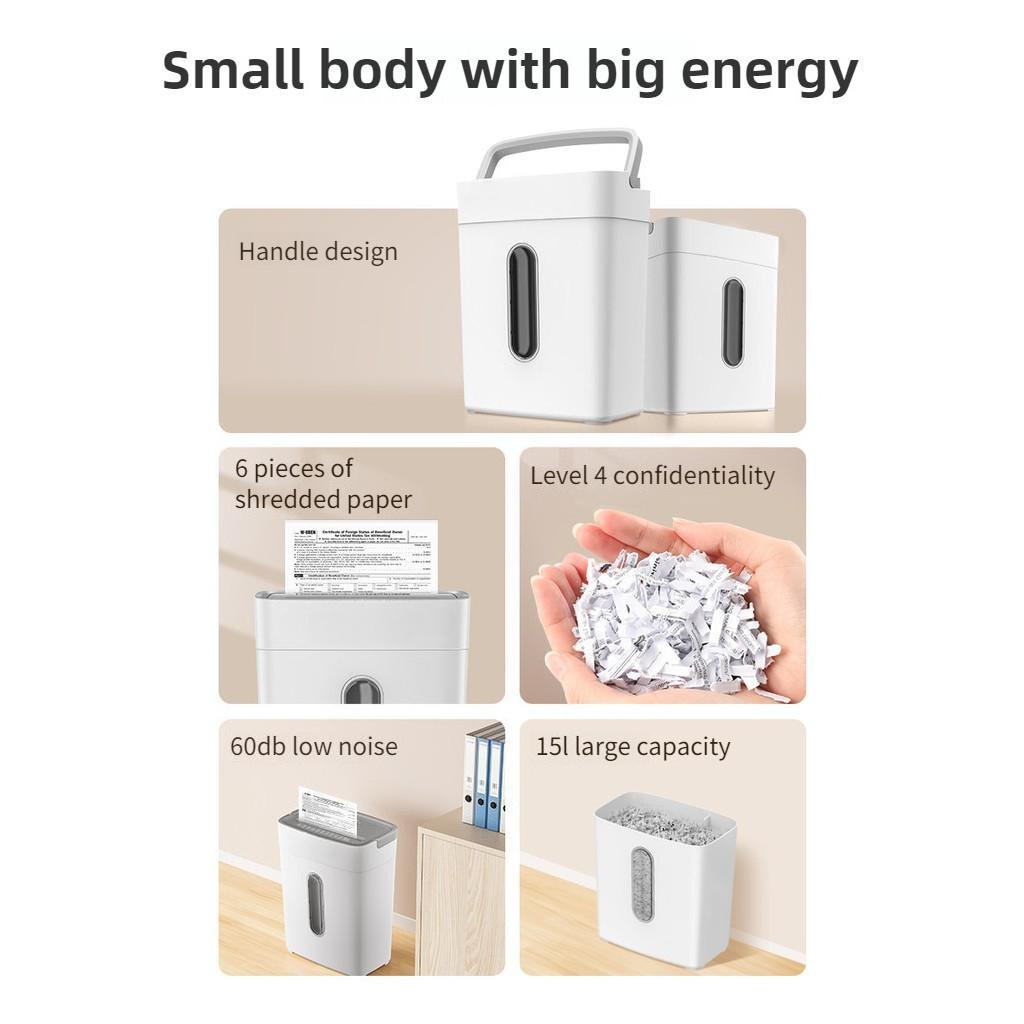 15L Office Dedicated Shredding Machine Small Portable Confidential Paper File Shredding Device Automatic Desktop Shredder