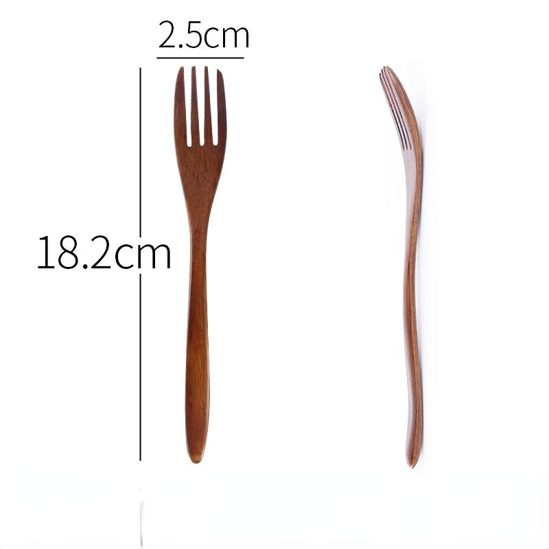 6pcs Japanese Solid Wood Forks Long Fruit Forks Dessert Forks Handmade Wooden Dinner Forks Bento Accessories
