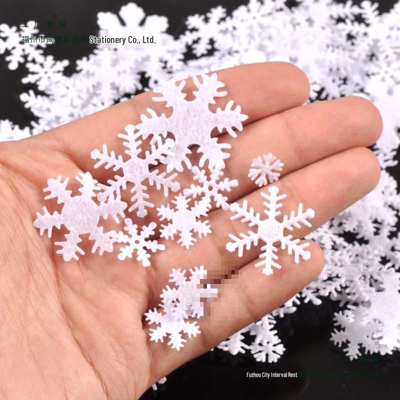 Mini Non-Woven Snowflake Christmas Decor with Silk Flower - No Back Adhesive
