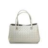 Woven Leather Tote Bag Women Large Capacity Crossbody Shoulder Vintage Style With Magnetic Soft Genuine Cowhide