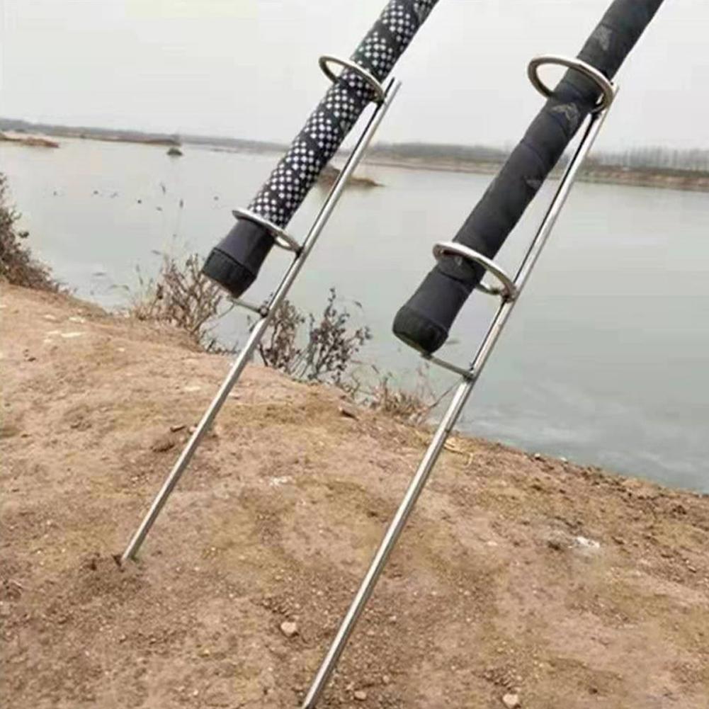 30/40/50cm Portable Fishing Rod Holder Support Stainless Steel Ground Spike Rod Rest Stand Bank Fishing Ground Rod Holder Tackle