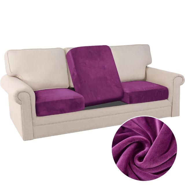 Velvet Soft Sofa Seat Covers Pure Elastic L-shaped Cushion Cover Dustproof for Home Living Room Office Hotel Washable Anti-dirty
