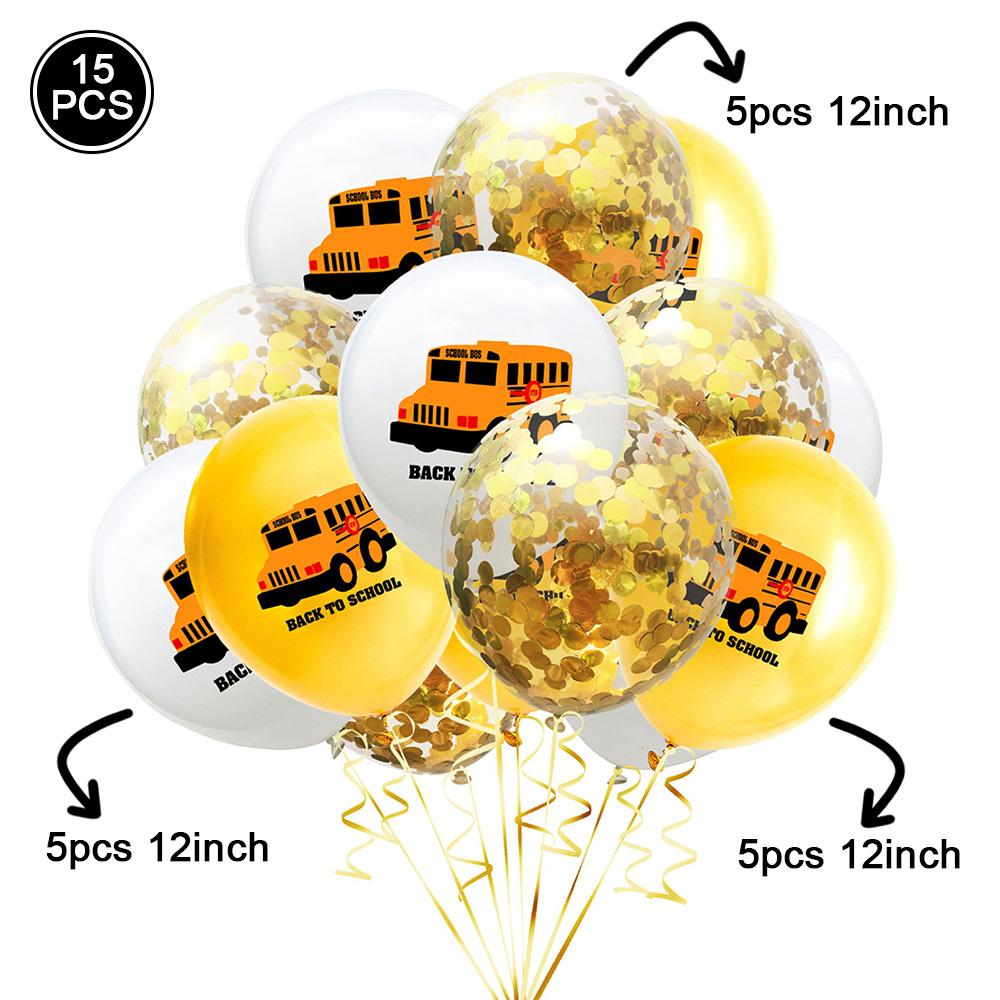 12 Inch Glitter Balloon Cartoon Print Police Car, School Bus, Ambulance Latex Balloon Safety Knowledge Party Decoration