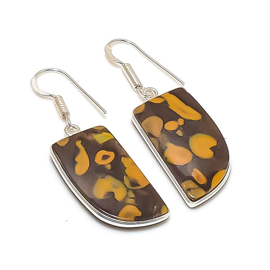 Natural Fruit Jasper Gemstone 925 Sterling Silver Jewelry Earring 1.77  AE-12045