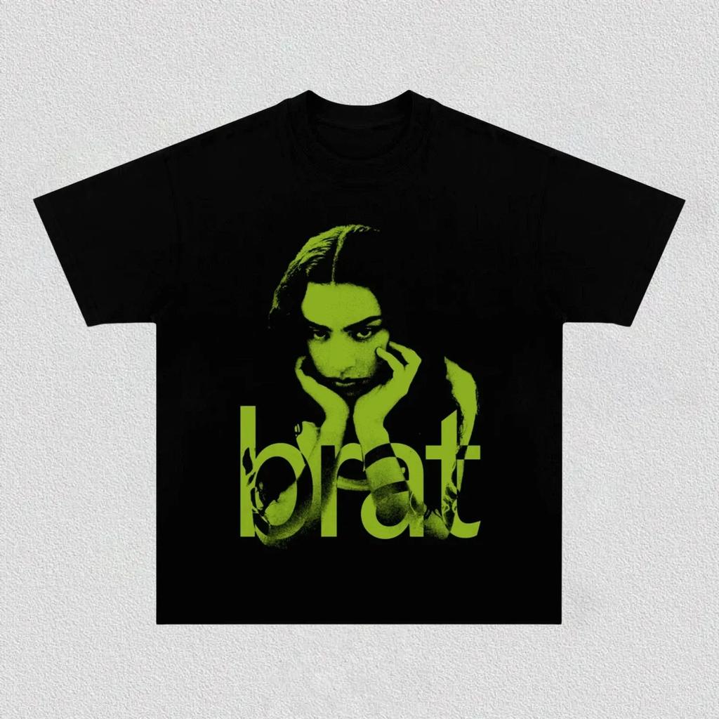 Charli XCX Brat Album Graphic T-Shirt Men Women Casual Cotton Electropop Streetwear Fan Merch Top