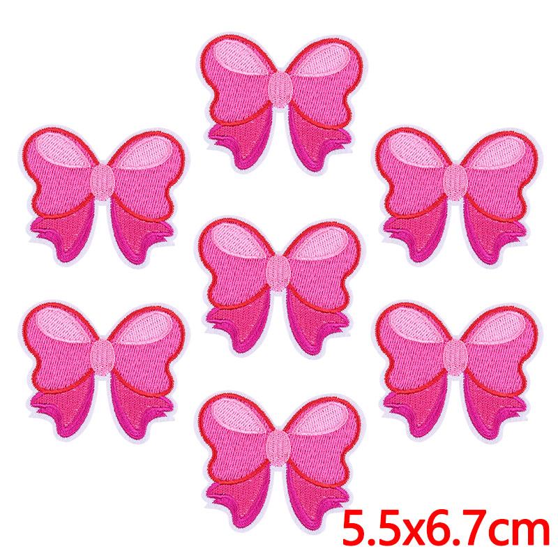 10PCS Wholesale Pink Bow Crown Lips Embroidery Patches For Clothing DIY Thermoadhesive Patches On Clothes Iron On Patch Backpack