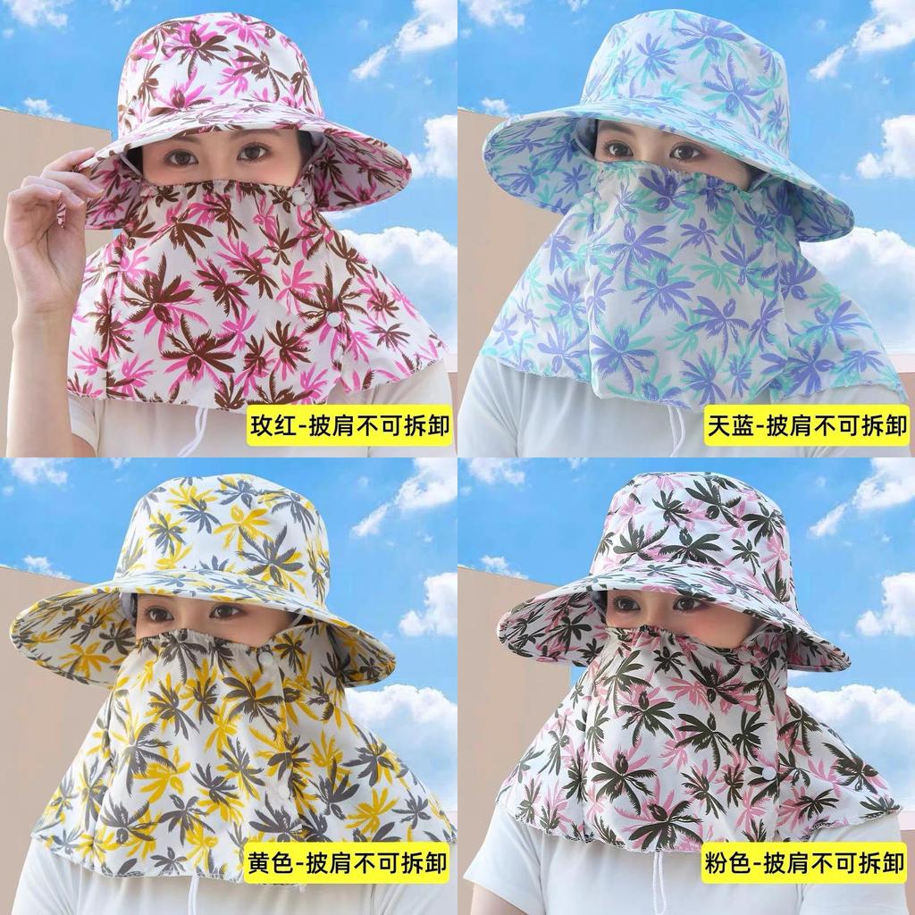Summer Sun Protection Cap With Wide Brim Cotton Breathable For Outdoor Work And Cycling